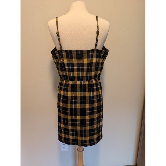 Plaid Black & Yellow Spaghetti Strap Dress XXL (19) By No Boundaries Preppy - Picture 2 of 3